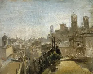 MARTI i ALSINA, Ramon (1826-1894). View of Barcelona from a terrace roof of Riera de San Juan. 1889. Modernism. Oil on canvas. SPAIN. Barcelona. National Art Museum of Catalonia