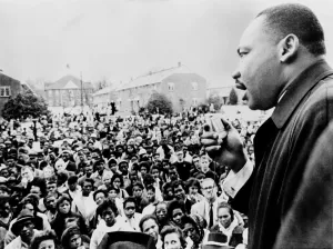 Demonstrators Prints: Martin Luther King addresses Selma demonstrators