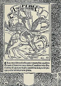 Knight Prints: MARTORELL, Joanot (1413-1468). Book frontipiece of the novel 'Tirant lo Blanc'