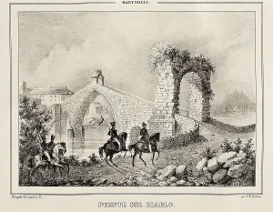Martorell. Puente del Diablo or Devil's Bridge by F.X.Parcerisa, c.1839