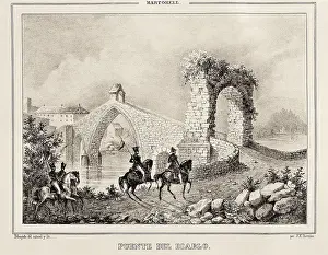 Arching Prints: Martorell. Puente del Diablo or Devil's Bridge by F.X.Parcerisa, c.1839