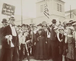 Employees Prints: Mary Harris Mother Jones with striking textile workers in Philadelphia, July 23, 1903