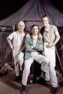 : MASH, (aka M*A*S*H*), from left, Harry Morgan, Alan Alda, Mike Farrell, (1975), 1972-1983