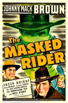 Knight Prints: THE MASKED RIDER, top and bottom center: Johnny Mack Brown