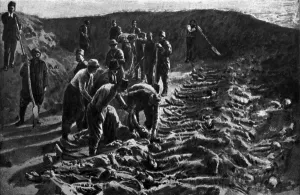 Lcgr1304 Prints: Mass burial of some of the 300, 000 Armenians killed the 1894-96 Hamidian massacres