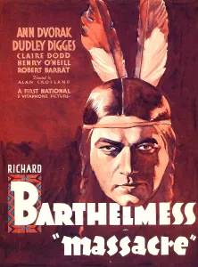 Braids Prints: MASSACRE, Richard Barthelmess on midget window card, 1934