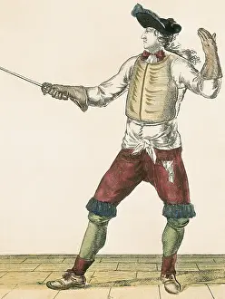 Woodcut Prints: Master-at-arms (18th c.). Xylography