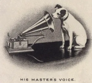 Phonograph Prints: His Master's Voice, originally a trademark for Gramophone Records (in later years)