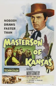 Guns Prints: MASTERSON OF KANSAS, US poster art, top: George Montgomery, bottom left: Nancy Gates, 1954