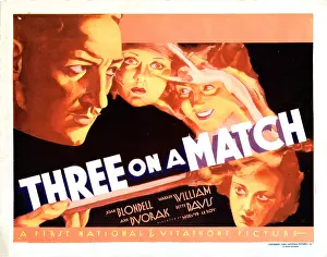 Title Card Prints: THREE ON A MATCH, US poster, Warren William, Joan Blondell, Bette Davis, Ann Dvorak, 1932