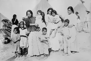 Texas Prints: Mathilde Martinez and children interned in a refugee camp at Fort Bliss
