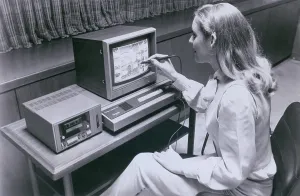Progress Prints: Matsushita Computer Cassette-TV and home computer system used a touch screen interface and a tape cassette drive