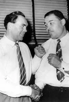 Friends Prints: Max Schmeling and Joe Louis pose for photo during Max's 1954 tour of the U