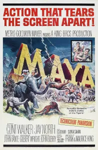 Walker Prints: MAYA, top far right: Clint Walker, bottom l-r: Sajid Khan, Jay North on poster art, 1966