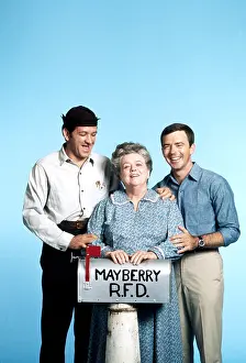 Spin Off Prints: MAYBERRY R.F.D. from left, George Lindsey, Frances Bavier, Ken Berry, 1968-71 (1968 photo)