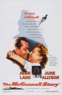 5ev In Prints: THE MCCONNELL STORY, from left: Alan Ladd, June Allyson on poster art, 1955