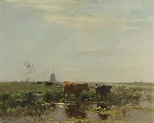 Cattle Prints: Meadow with Cows by the Water, by Willem Maris