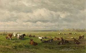 Cattle Prints: Meadow Landscape with Cattle, by Willem Roelofs 1st