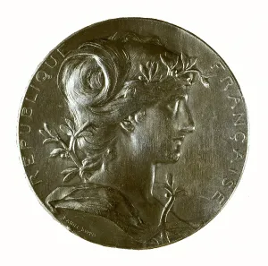 Republics Prints: Medal of golden bronze, work by Jean-Baptiste Daniel-Dupuis