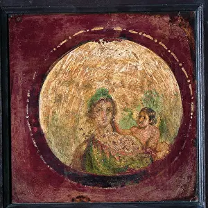 Medallion with Bust of Paris, by unknown artist, 55-79, 1st Century A.D. ripped fresco, 36 x 36 cm - Italy, Campania, Naples, National Archaeological Museum, Room LXXVIII, inv