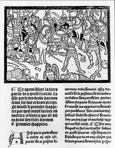 Christine Prints: Medieval knights in battle, an illustration from Christine