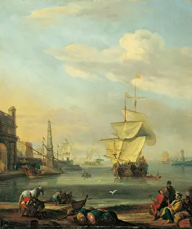 Board Prints: Mediterranean Harbour, by Abraham Storck and unknown helpers