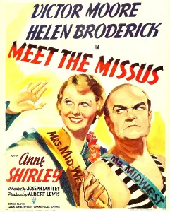 Sash Prints: MEET THE MISSUS, from left: Helen Broderick, Victor Moore on window card, 1937