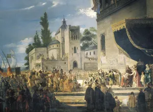 Fine Art Prints: Meeting of Christopher Columbus with the Catholic Monarchs (Barcelona)