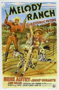 Jimmy Prints: MELODY RANCH, Us poster art, from left: Gene Autry, Ann Miller, Jimmy Durante, 1940