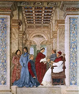 Quattrocento Prints: Melozzo da Forli (1438-1494). Sixtus IV appoints Bartolomeo Platina Prefect of the Vatican Library
