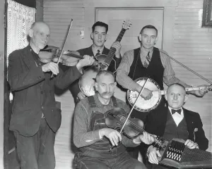 Images Dated 5th August 2014: Members of the Bog Trotters Band posed holding their instruments, Galax, Va, 1937