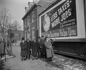 Conservatives Prints: Members of the National Chamber of Commerce at their anti-tax billboard