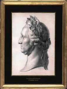 Images Dated 4th October 2010: Memorial portrait of George Washington (1732-1799) crowned with laurel wreath