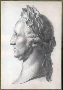 Images Dated 4th October 2010: Memorial portrait of George Washington (1732-1799) crowned with laurel wreath