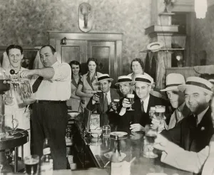 Prohibition Prints: Men enjoying 3.2% beer on the 4th of July in Bangor, Maine, 1933. (BSLOC_2013_8_146)