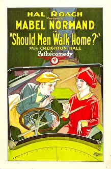 Hale Prints: SHOULD MEN WALK HOME?, from left: Creighton Hale, Mabel Normand, 1927