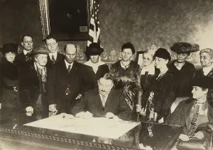 Constitution Prints: Men and women witness as Colorado governor