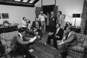 Peace Treaty Prints: Menahem Begin and Anwar Sadat with members of the Israeli and Egyptian delegation at Camp David