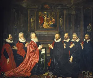Council Prints: The merchant's chief, Gaston de Grieu and distinguished gentlemen of the city praying