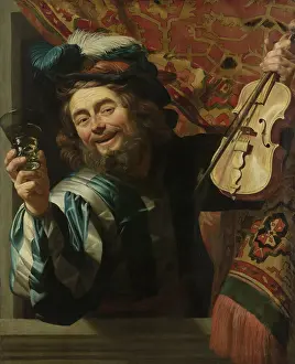 Lcgr1606 Prints: The Merry Fiddler, by Gerard van Honthorst, 1623, Dutch painting, oil on canvas