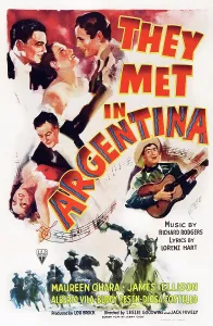 THEY MET IN ARGENTINA, US poster art, top, face to face: Maureen O'Hara, James Ellison, 1941