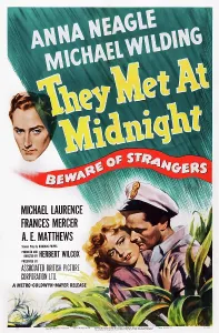 THEY MET AT MIDNIGHT, from top: Michael Wilding, Anna Neagle on poster art, 1948