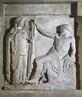 Sicily Prints: Metope with Hera and Zeus. Metope from the Temple of Zeus