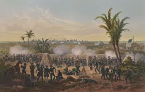 Mexico Prints: Mexican American War. Amphibious US invasion of central Mexico at Collado Beach