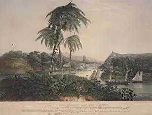 Mexico Prints: Mexican American War. US Blockades of ports on Mexico's southeast coast in the state of Tabasco