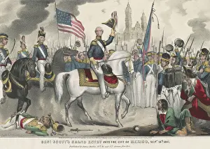 Armies Prints: Mexican American War. Gen. Winfield Scott's triumphal entry into Mexico City