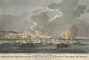Mexico Prints: Mexican American War. Siege and bombardment of Vera Cruz and the Castle of San Juan de Ulloa (right)