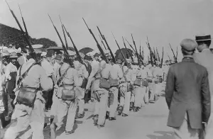 Assassination Prints: Mexican Federal troops marching into the Battle of Torreon, Sept. 29-Oct. 1, 1913
