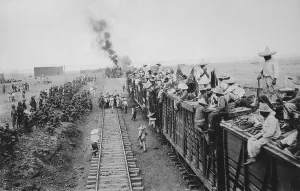 Sombrero Prints: Mexican government troop train near San Antonio
