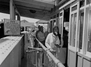 Latinos Prints: Mexicans entering the United States at the immigration station at El Paso
